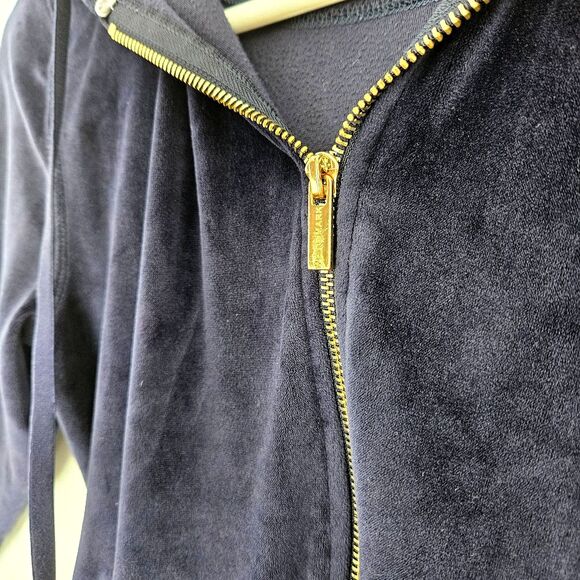 WHITE MARK Blue Velvet Hoodie Womens SMALL Rhinestone Crown Lounge Y2K - Picture 4 of 7